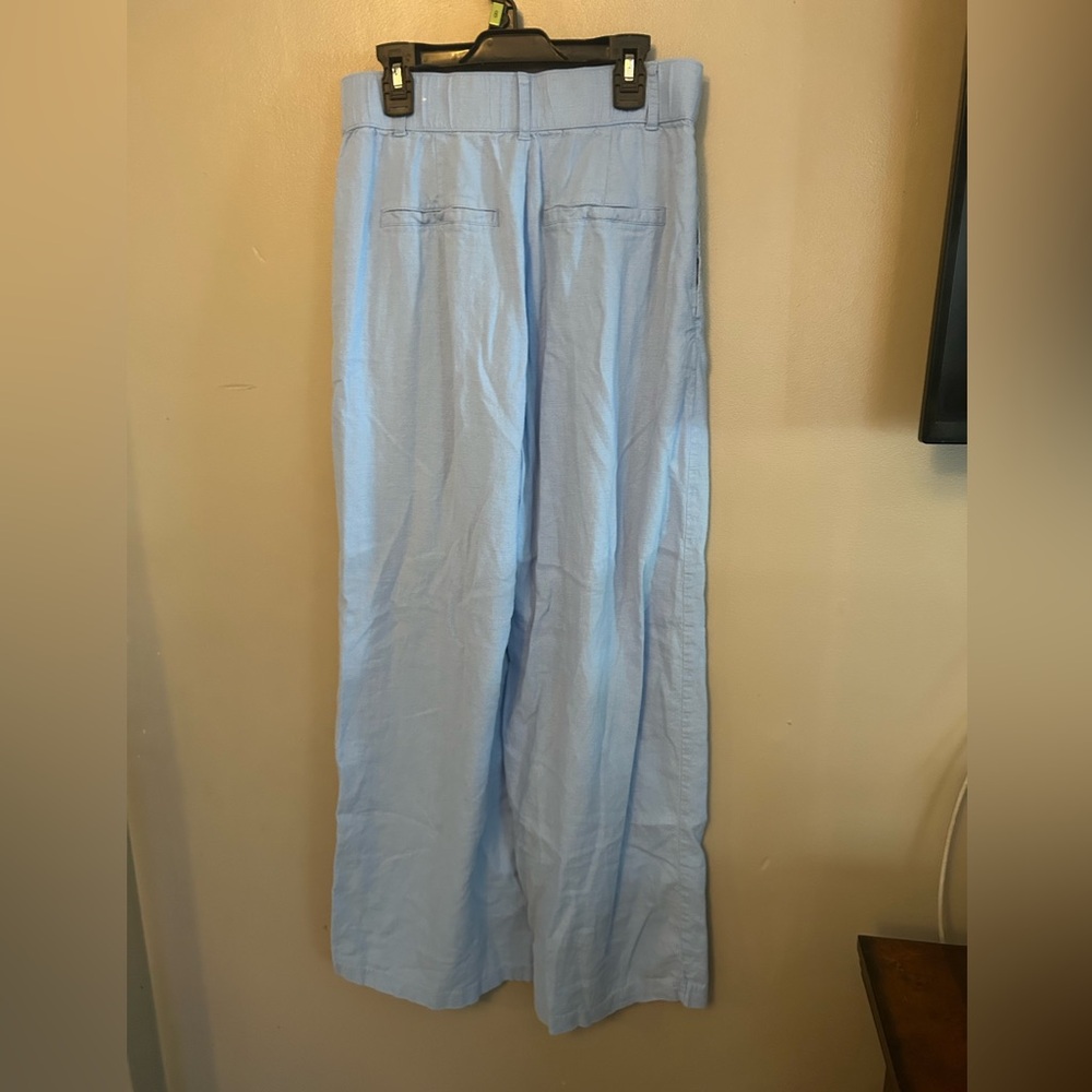 Abercrombie & Fitch Pants -  light blue linen blend button blend wide leg - Picture 6 of 13
